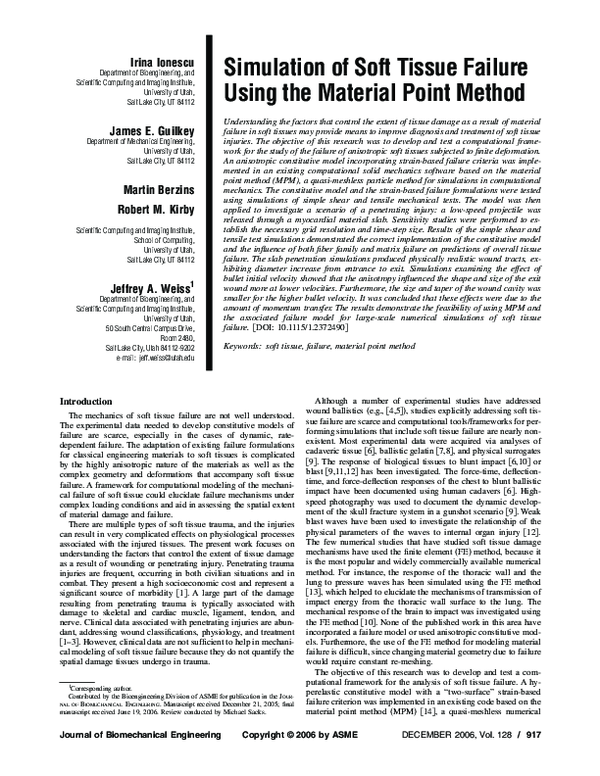 Pdf Ballistic Injury Simulation Using The Material Point Method