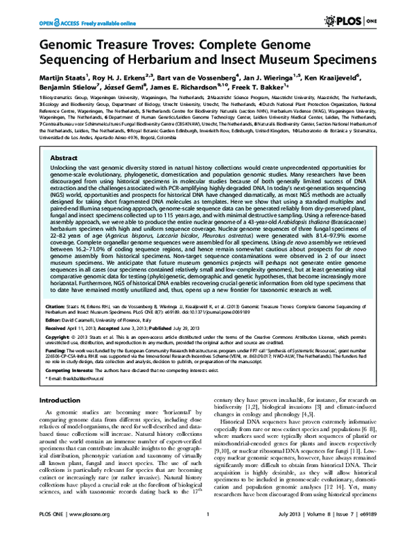 (PDF) Genomic Treasure Troves Complete Genome Sequencing of Herbarium