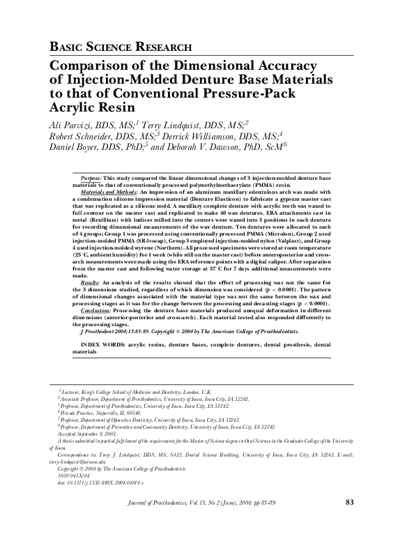 (PDF) Comparison of the Dimensional Accuracy of InjectionMolded