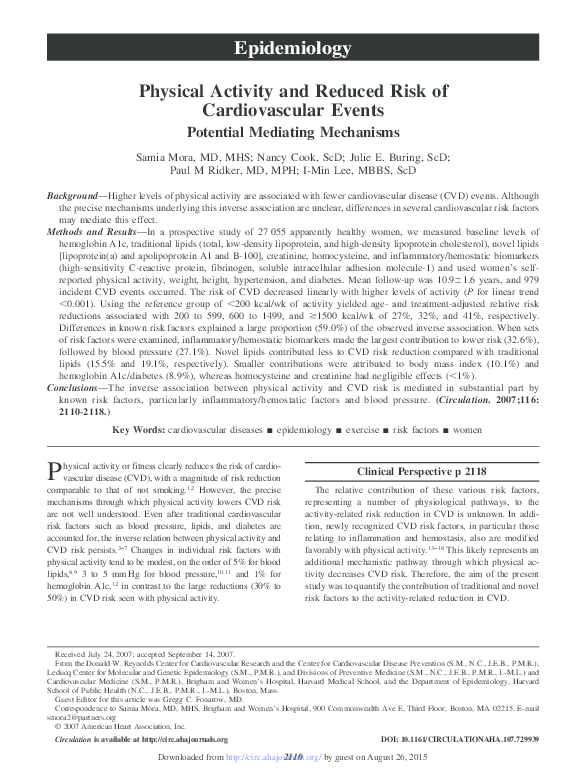 (PDF) Physical Activity and Reduced Risk of Cardiovascular Events ...