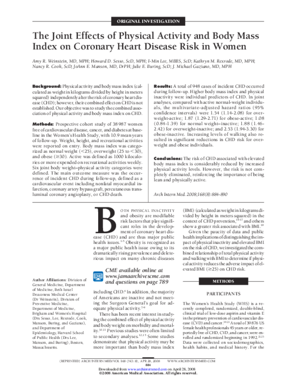 (PDF) The Joint Effects of Physical Activity and Body Mass Index on ...