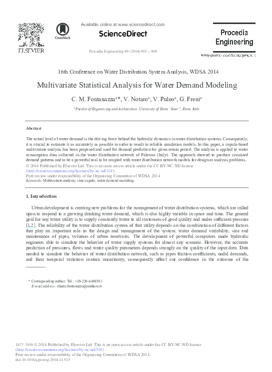 (PDF) Multivariate Statistical Analysis for Water Demand Modeling