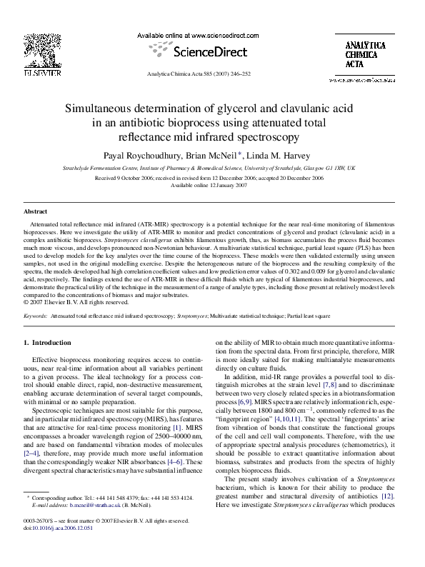 (PDF) Simultaneous determination of glycerol and clavulanic acid in an
