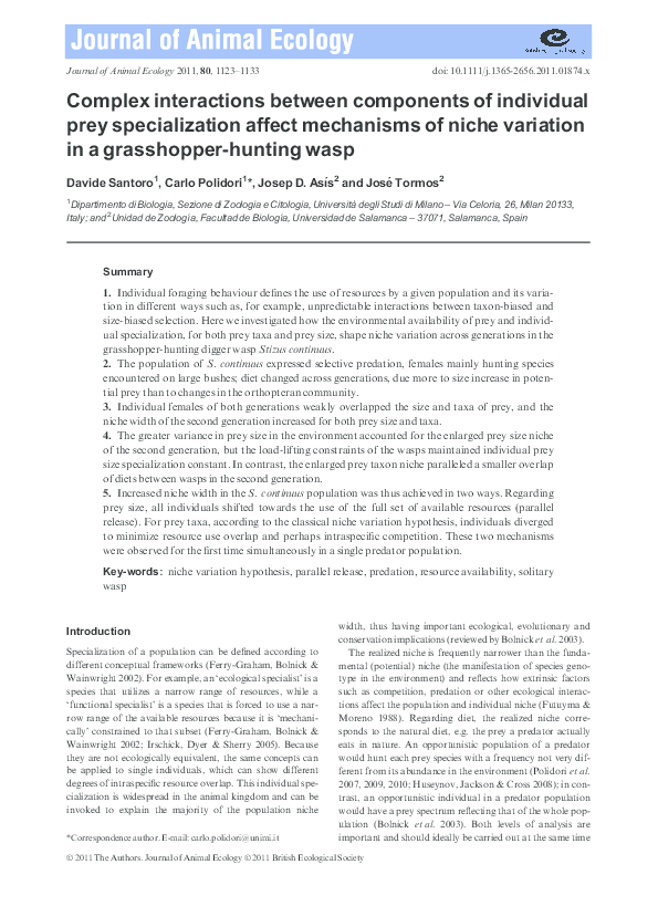 (PDF) Complex interactions between components of individual prey ...