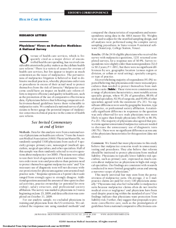 Do doctors practice defensive medicine picture