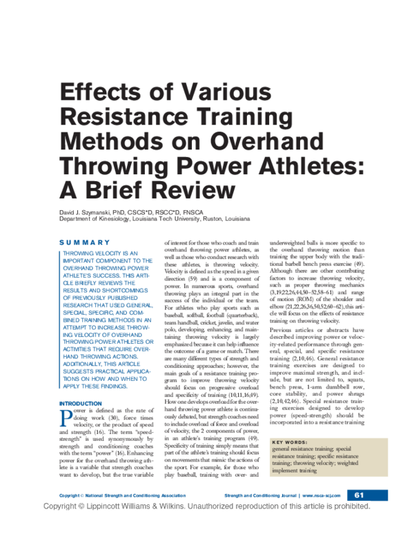 (PDF) Effects of Various Resistance Training Methods on Overhand ...