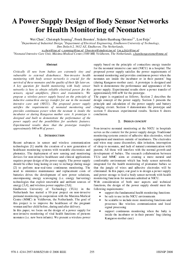 (PDF) A power supply design of body sensor networks for health