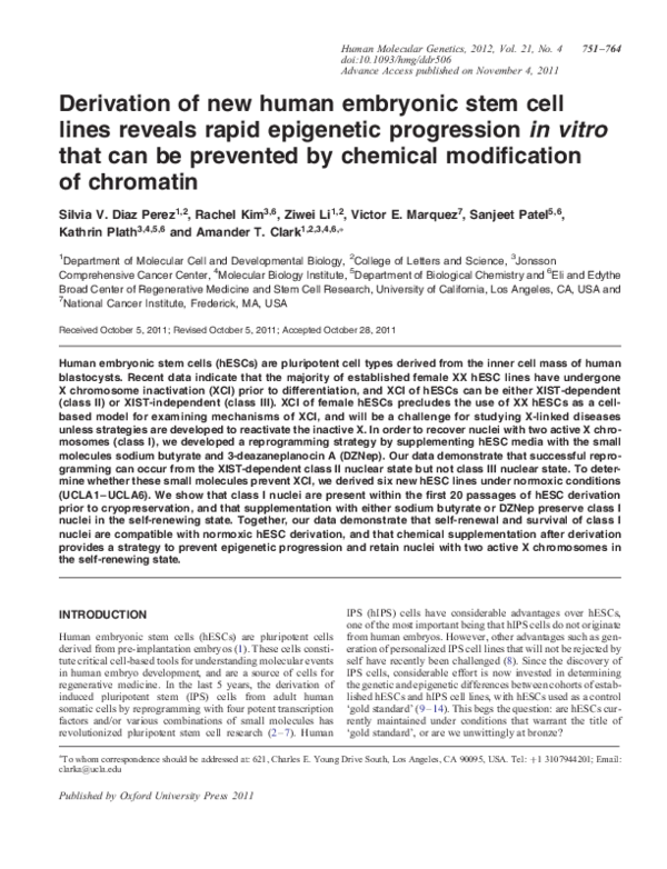 (PDF) Derivation of new human embryonic stem cell lines reveals rapid ...