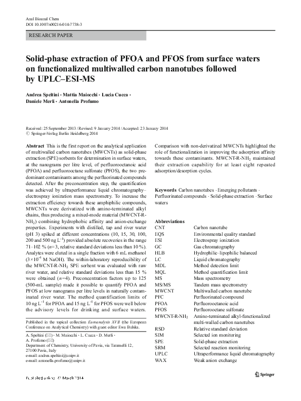 (PDF) Solid-phase extraction of PFOA and PFOS from surface waters on ...