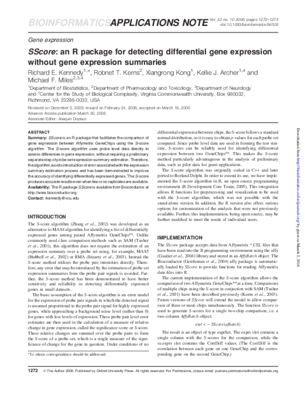 (PDF) SScore: an R package for detecting differential gene expression ...