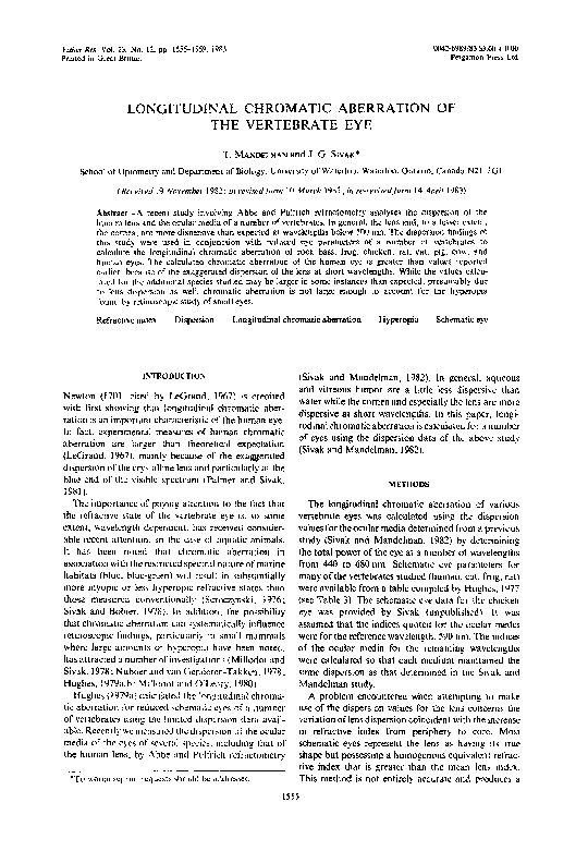 (PDF) Longitudinal chromatic aberration of the vertebrate eye
