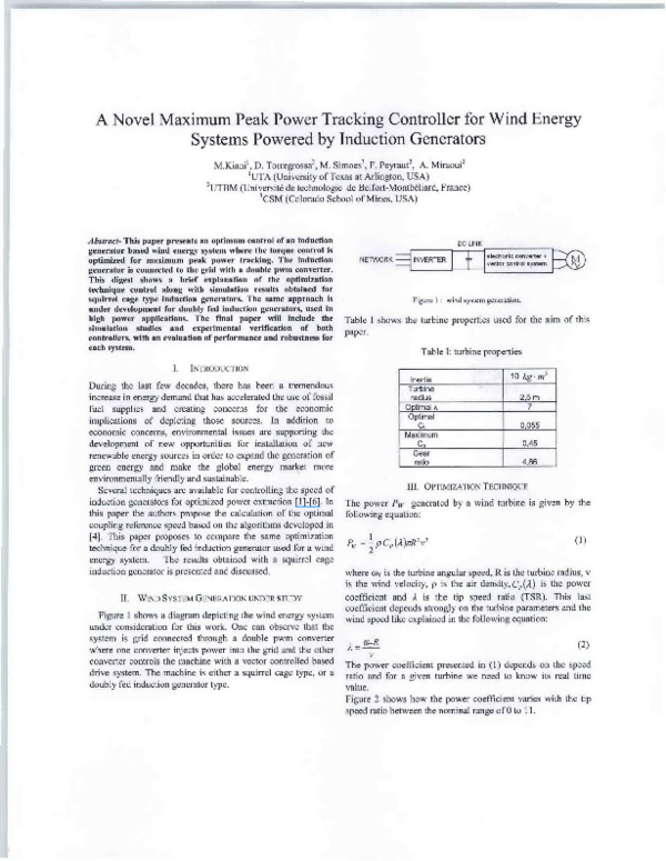 (PDF) A novel maximum peak power tracking controller for wind energy ...