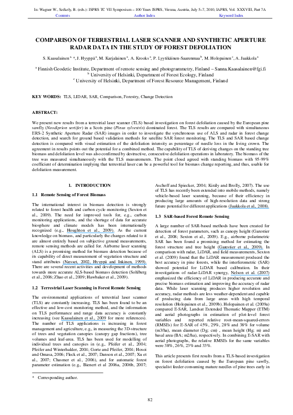 (PDF) Comparison of terrestrial laser scanner and synthetic aperture ...