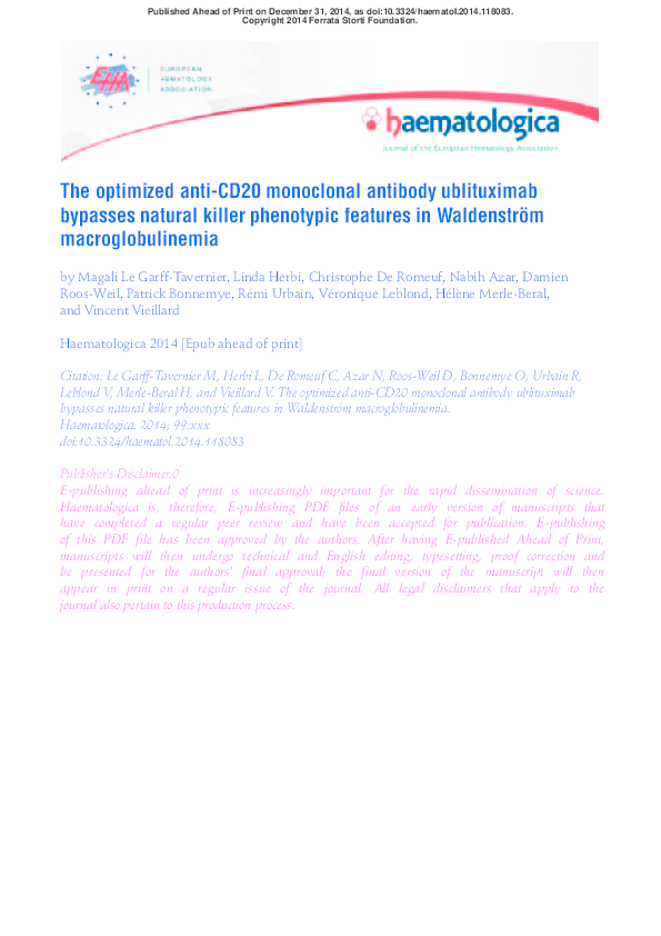 (PDF) The optimized anti-CD20 monoclonal antibody ublituximab bypasses ...