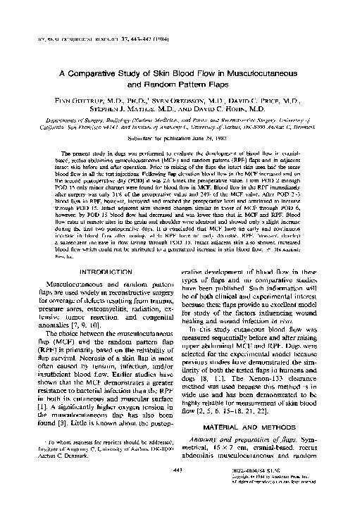 (PDF) A comparative study of skin blood flow in musculocutaneous and ...