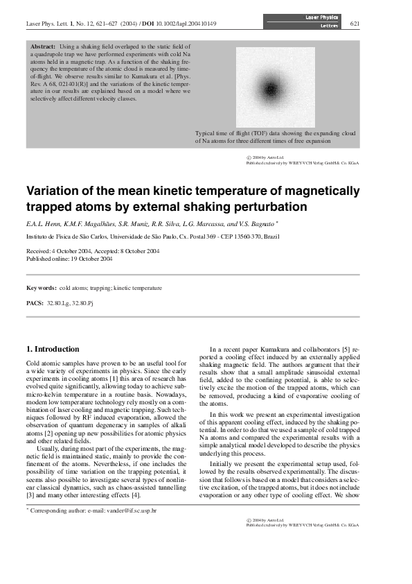 (PDF) Kinetic Temperature of Trapped Atoms via Shaking