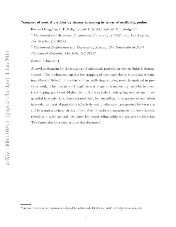 (PDF) Transport of inertial particles by viscous streaming in arrays of ...