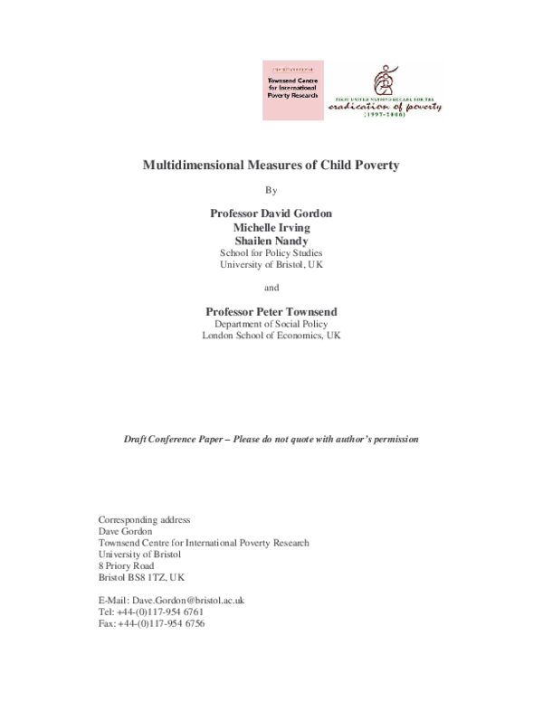 (PDF) Multidimensional Measures of Child Poverty