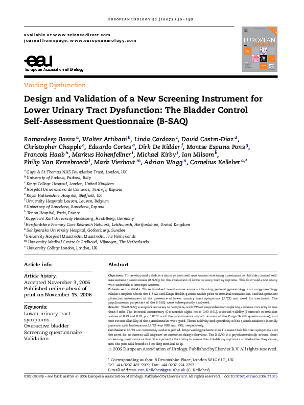(PDF) Design and Validation of a New Screening Instrument for Lower