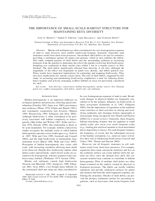 (PDF) The Importance of SmallScale Habitat Structure for Maintaining