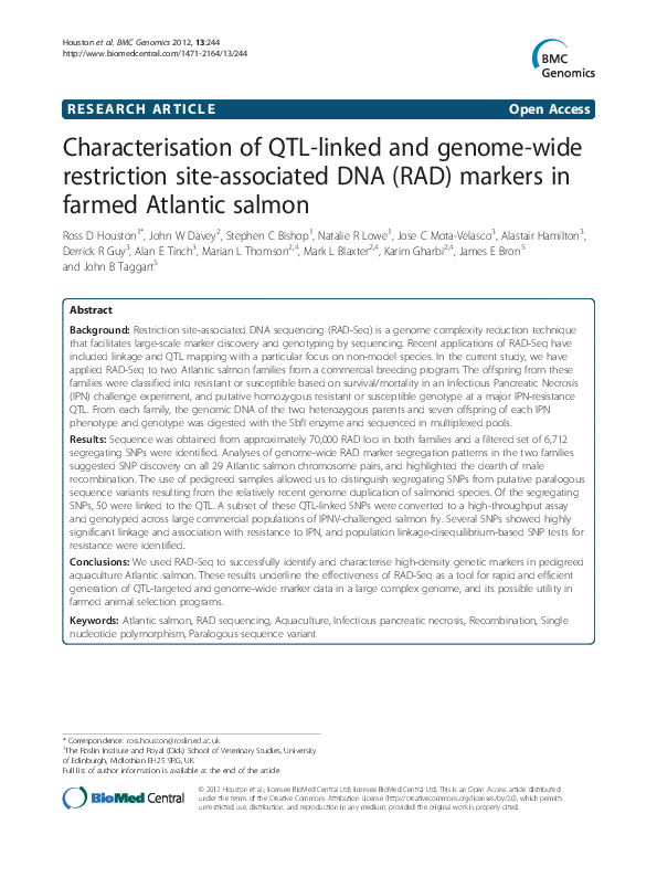 (PDF) Characterisation of QTL-linked and genome-wide restriction site ...