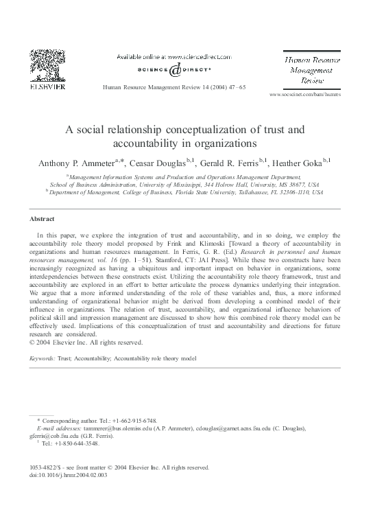(PDF) A social relationship conceptualization of trust and ...