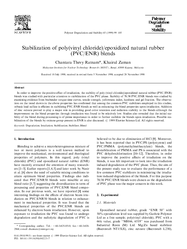 (PDF) Stabilization of poly(vinyl chloride)/epoxidized natural rubber