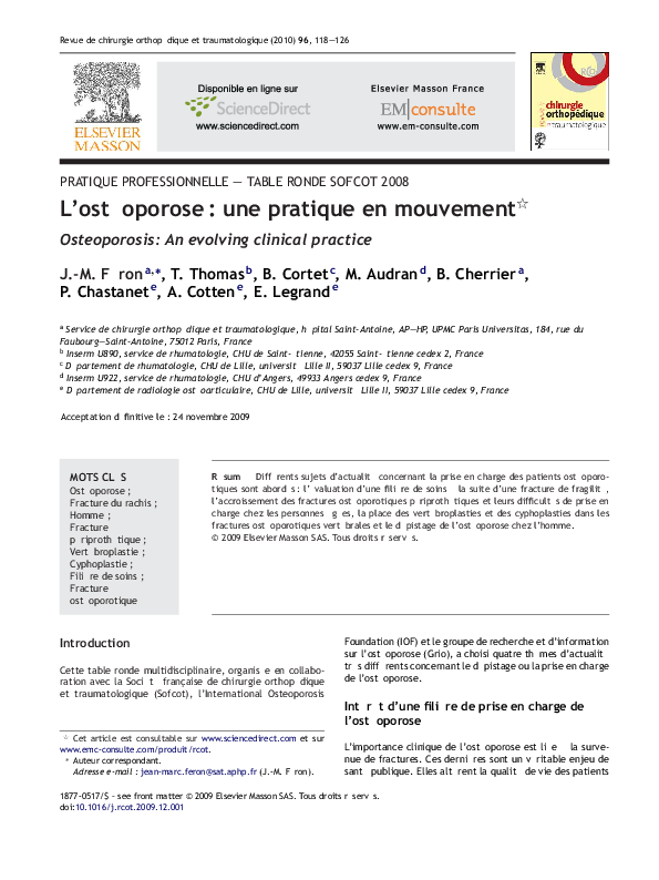 PDF) L'ostéoporose : une pratique en mouvement | B. Cherrier - Academia.edu