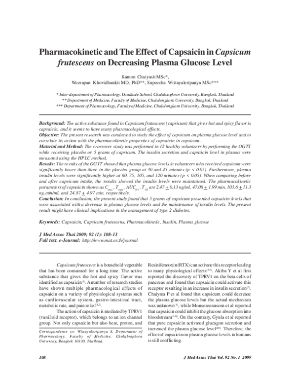 (PDF) Pharmacokinetic and the effect of capsaicin in Capsicum ...