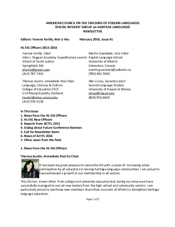 (PDF) AMERICAN COUNCIL ON THE TEACHING OF FOREIGN LANGUAGES SPECIAL ...