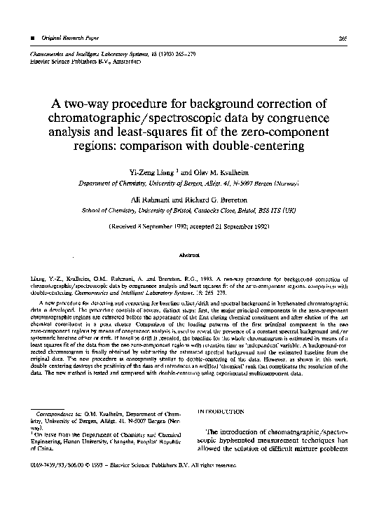 (PDF) A two-way procedure for background correction of chromatographic ...