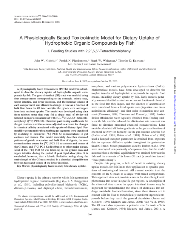 (PDF) A Physiologically Based Toxicokinetic Model for Dermal Absorption ...