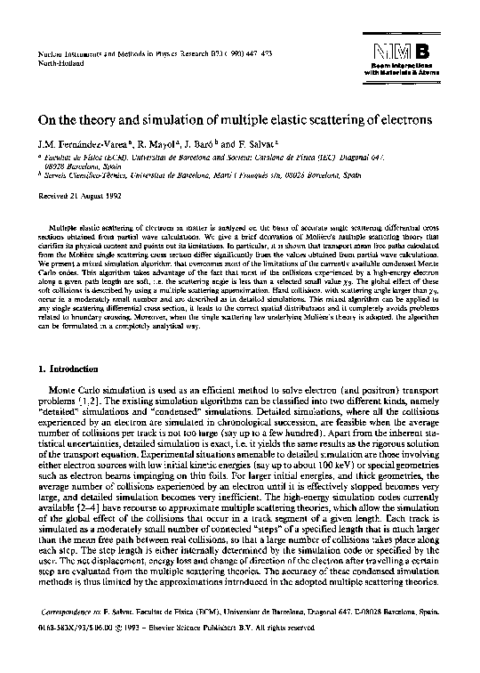 (PDF) On the theory and simulation of multiple elastic scattering of ...