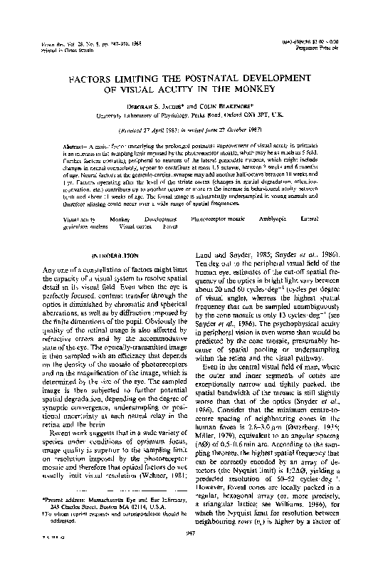 (PDF) Factors limiting the postnatal development of visual acuity in ...