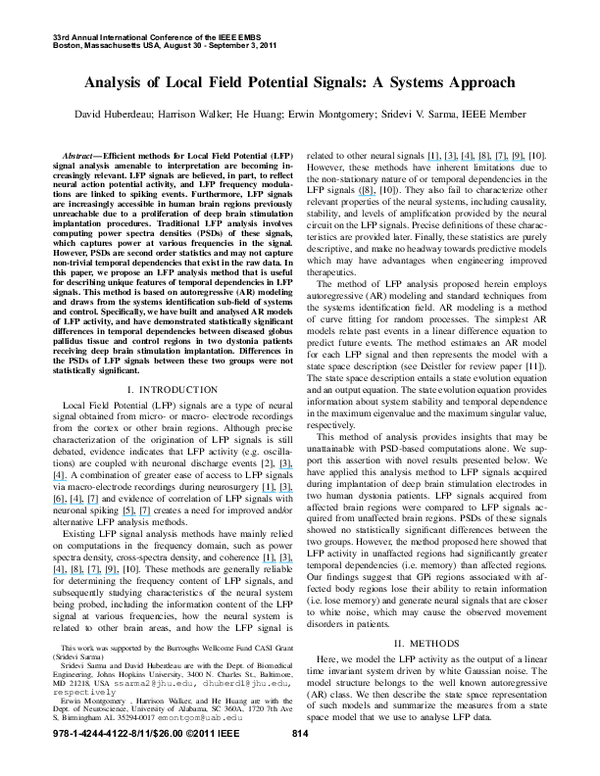 (PDF) Analysis of local field potential signals: A systems approach