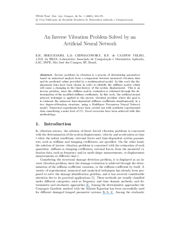 (PDF) An Inverse Vibration Problem Solved by an Artificial Neural Network