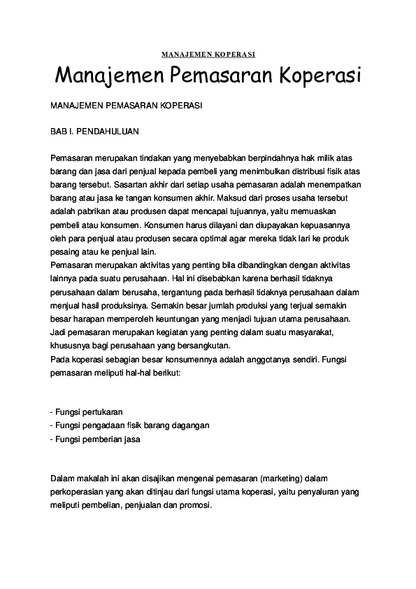 Doc Manajemen Pemasaran Koperasi Kartika Suanda Academia Edu