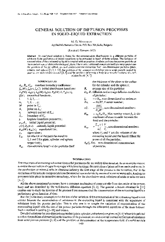 (PDF) General solution of diffusion processes in solidliquid