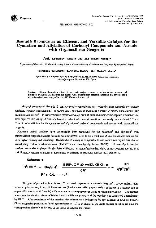 (PDF) Bismuth bromide as an efficient and versatile catalyst for the ...