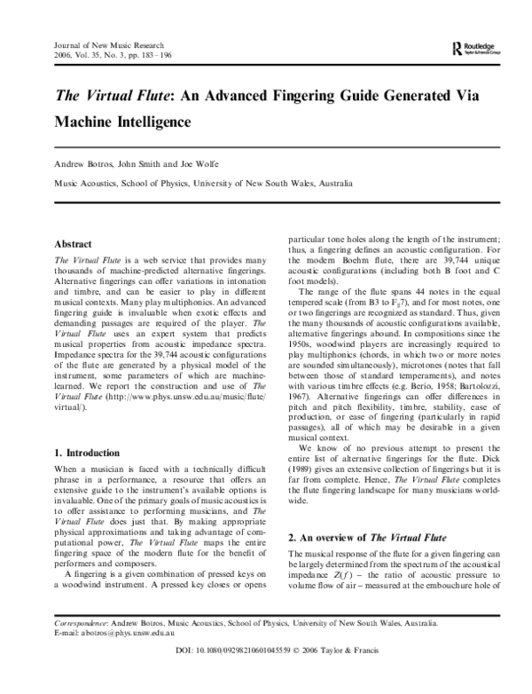 (PDF) The Virtual Flute an advanced fingering guide generated via