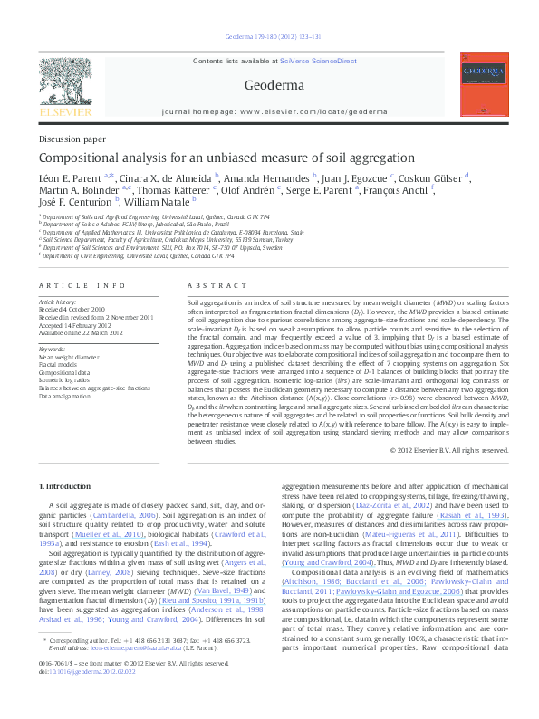 (PDF) Compositional analysis for an unbiased measure of soil aggregation