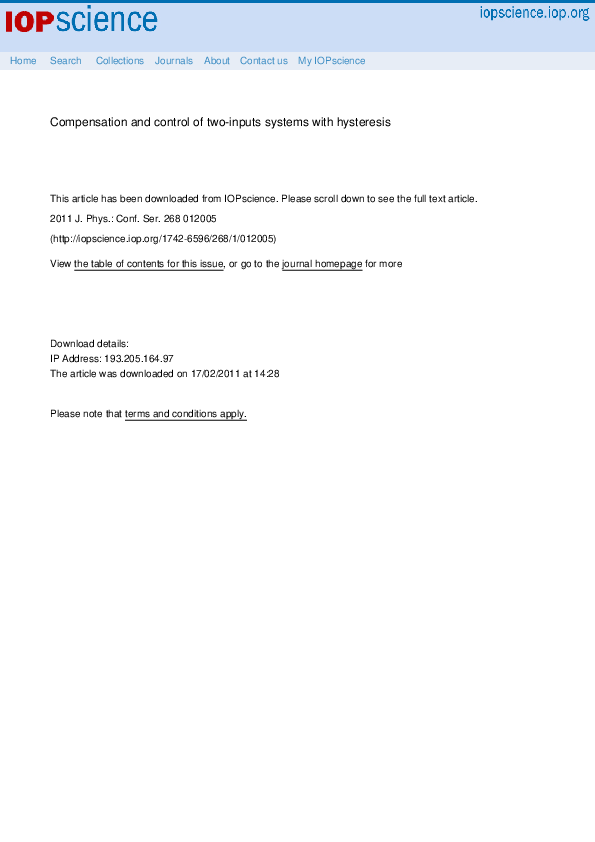 (PDF) Compensation and control of two-inputs systems with hysteresis