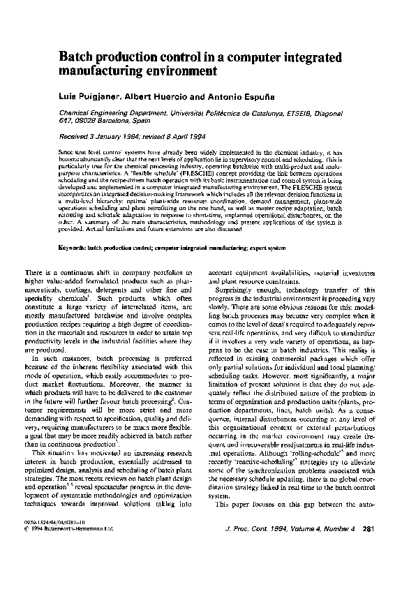 (PDF) Batch production control in a computer integrated manufacturing ...