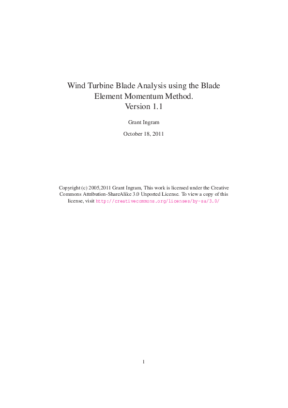 (PDF) Wind Turbine Blade Analysis using the Blade Element Momentum ...