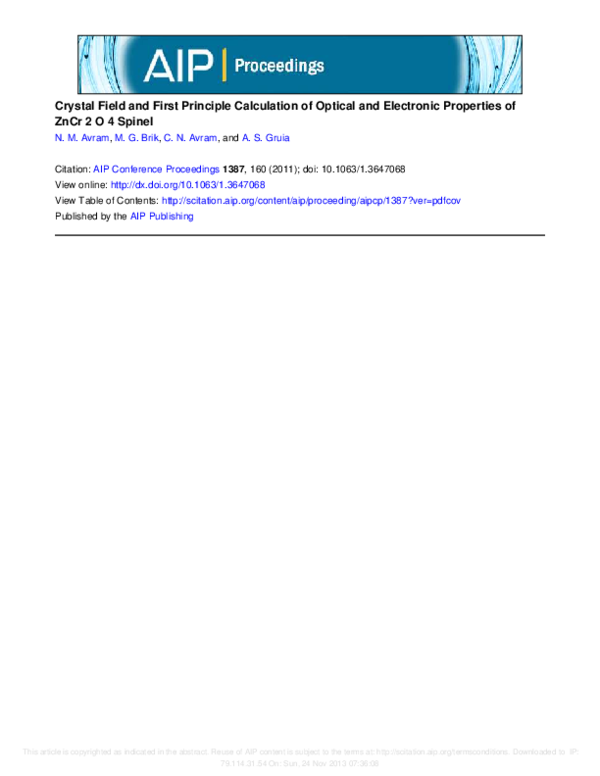 (PDF) Crystal Field and First Principle Calculation of Optical and ...