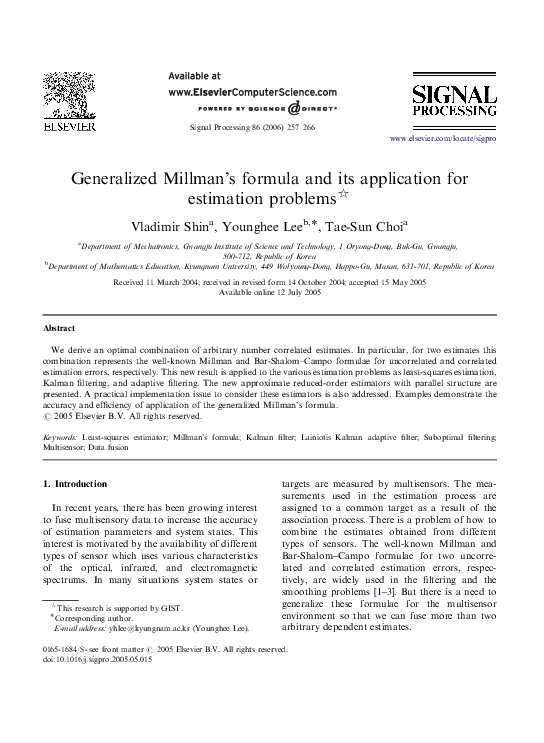 (PDF) Generalized Millman's formula and its application for estimation ...