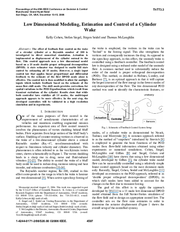 (PDF) Low dimensional modeling, estimation and control of a cylinder wake