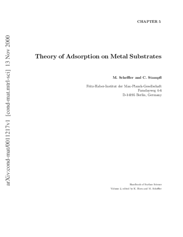 (PDF) Theory of Adsorption on Metal Substrates