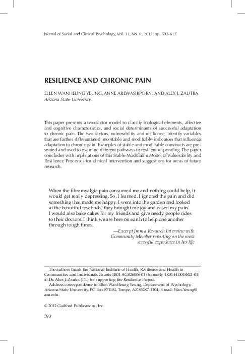 (PDF) Resilience and Chronic Pain