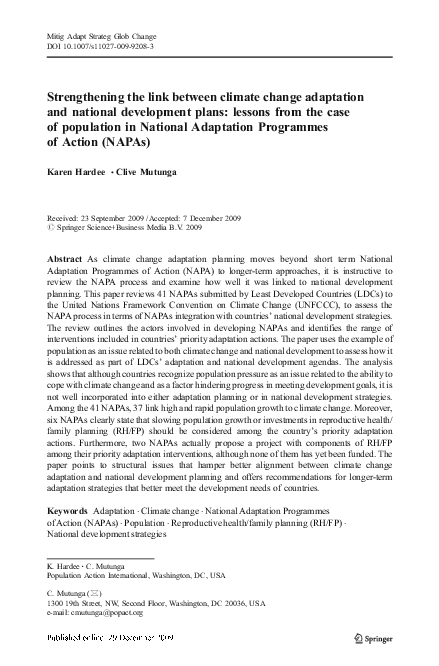 (PDF) Strengthening the link between climate change adaptation and ...